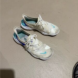 Nike Cream and Blue Sneakers